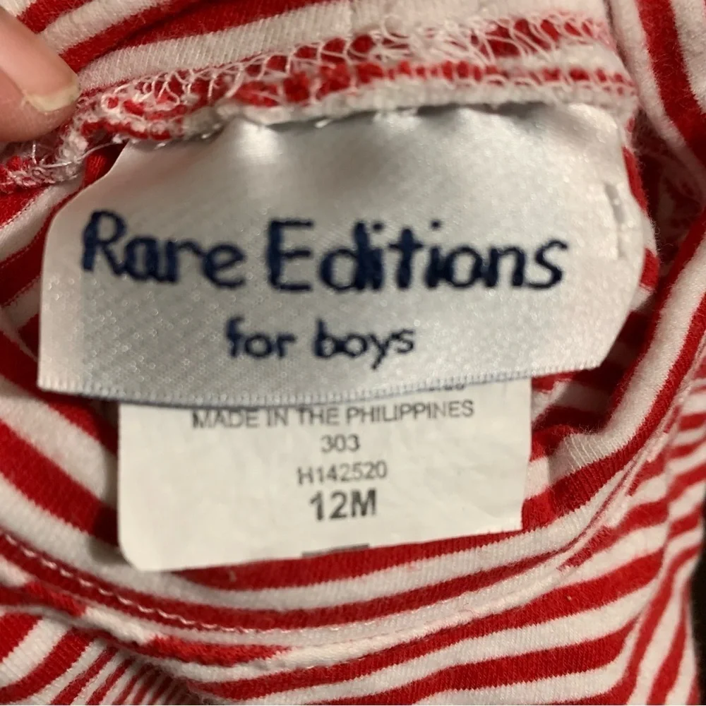 RARE EDITIONS, 12 Months, Corduroy Christmas Reindeer Overalls 2 Pc.Set
